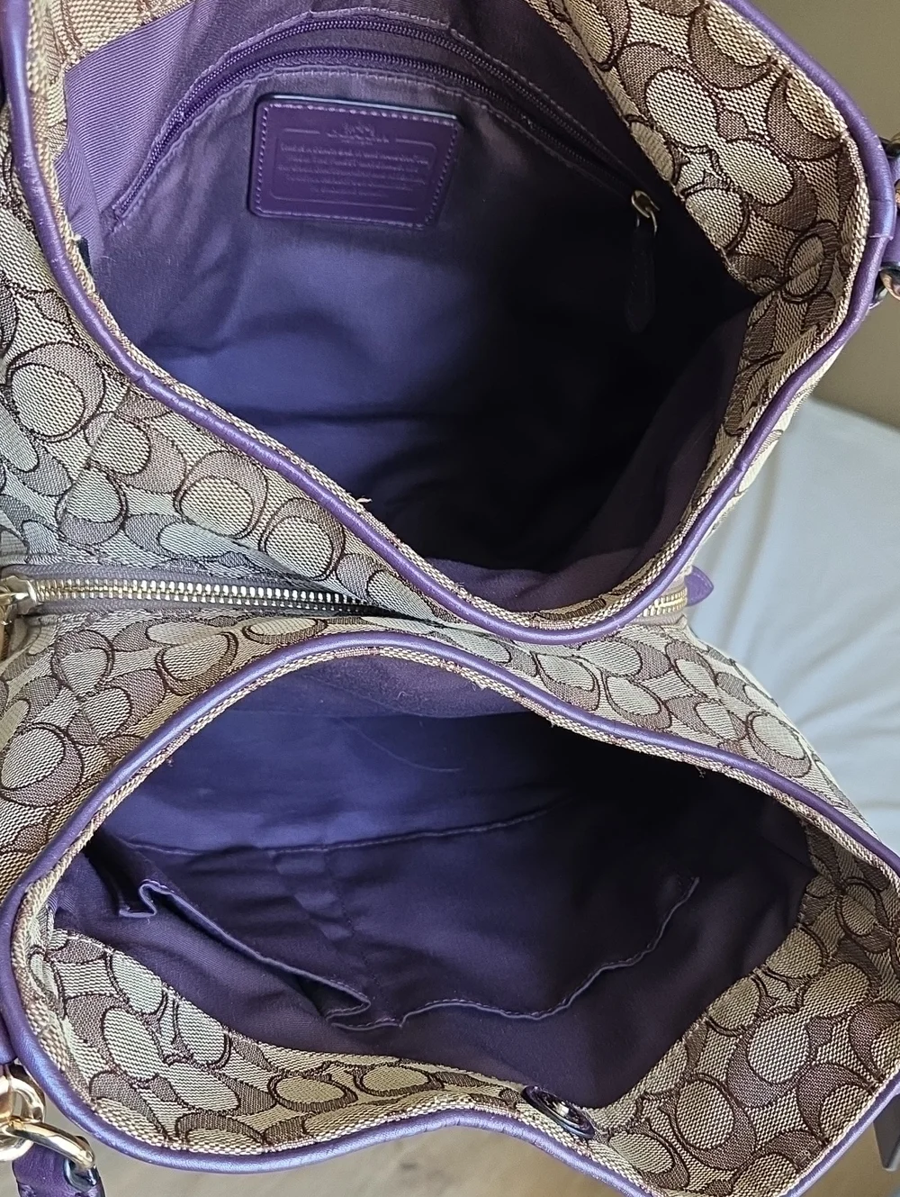 Coach Phoebe RARE Monogram Shoulder Bag Brown And Purple